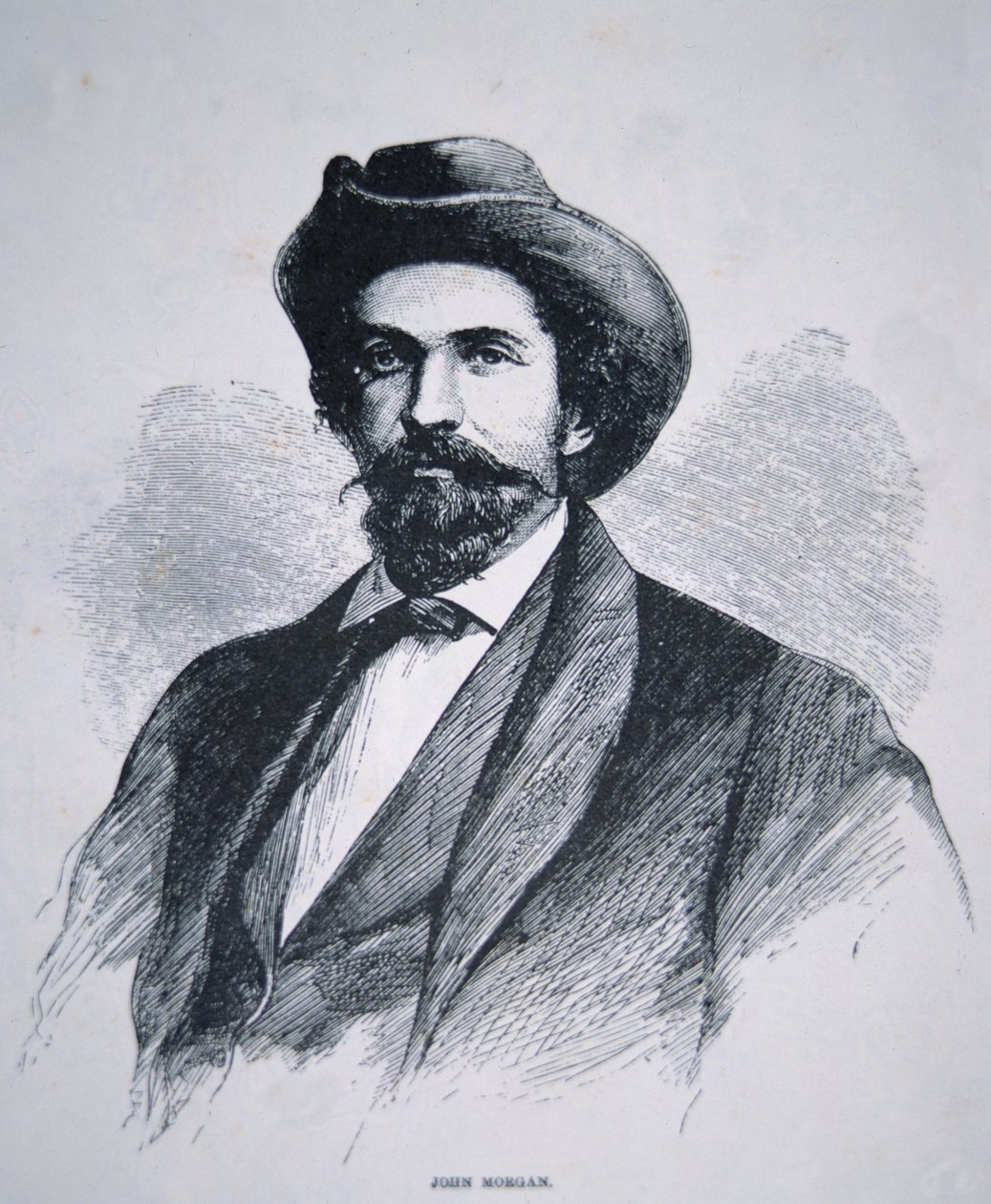 Porträtt av John Hunt Morgan (1825-64) (litho) av American School