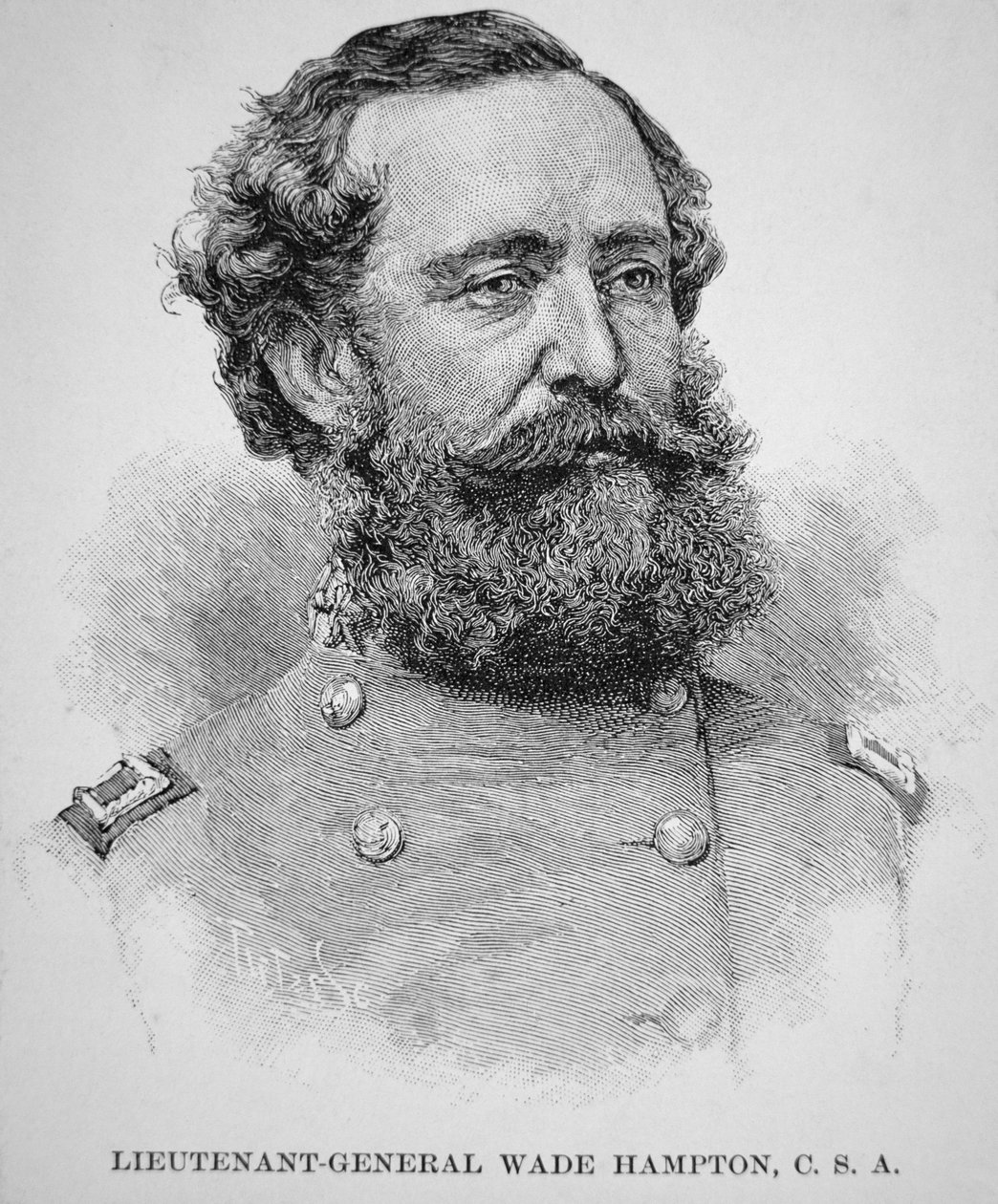 Porträtt av generallöjtnant Wade Hampton (litho) av American School