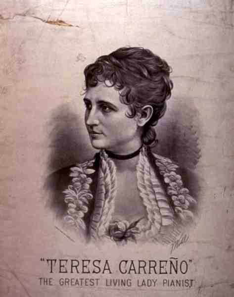 Porträtt av Maria Teresa Carreno (1853-1917) (litho) av American School