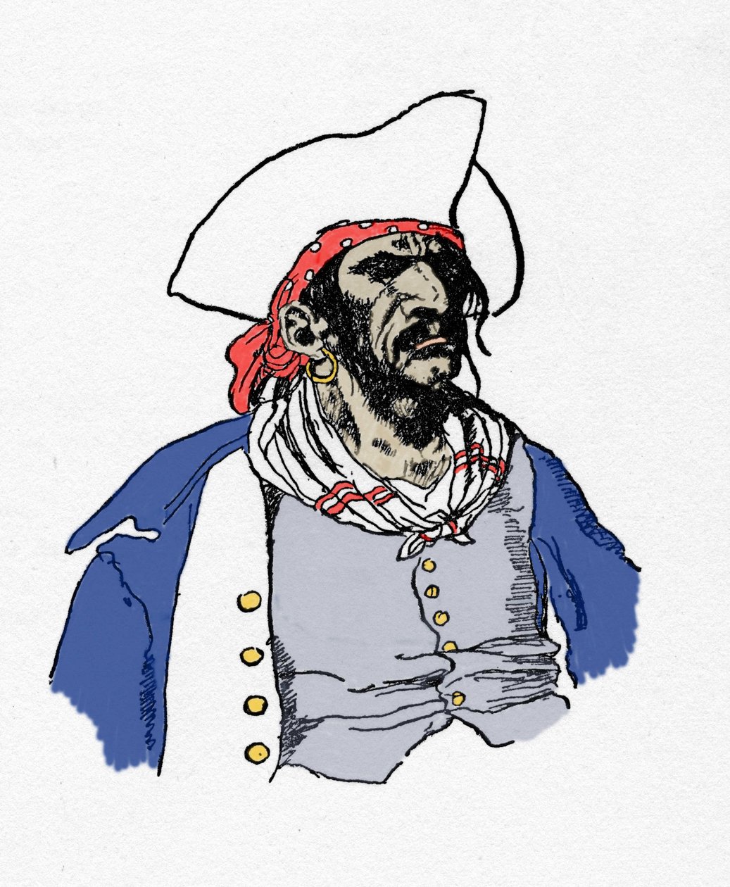 Porträtt av en pirat. "" Book of pirates Buccaneers and Marooners of the Spanish Main"" av Howard Pyle (1853 - 1911), amerikansk illustratör. 1887. av American School
