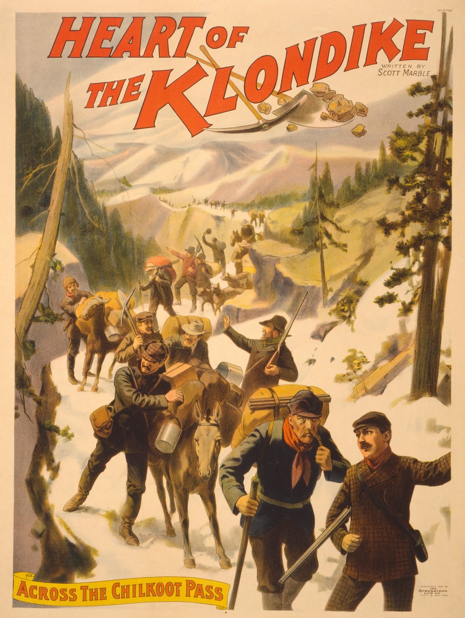 Affischreklam Heart of the Klondike av Scott Marble, 1897 av American School