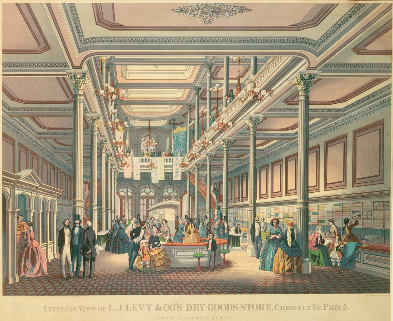Affischreklam Levys Dry Goods Store, Philadelphia, publicerad av L.N. Rosenthal, 1857 av American School