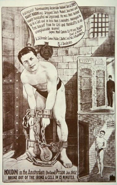 Affisch som annonserar en föreställning av Houdini (litho) av American School