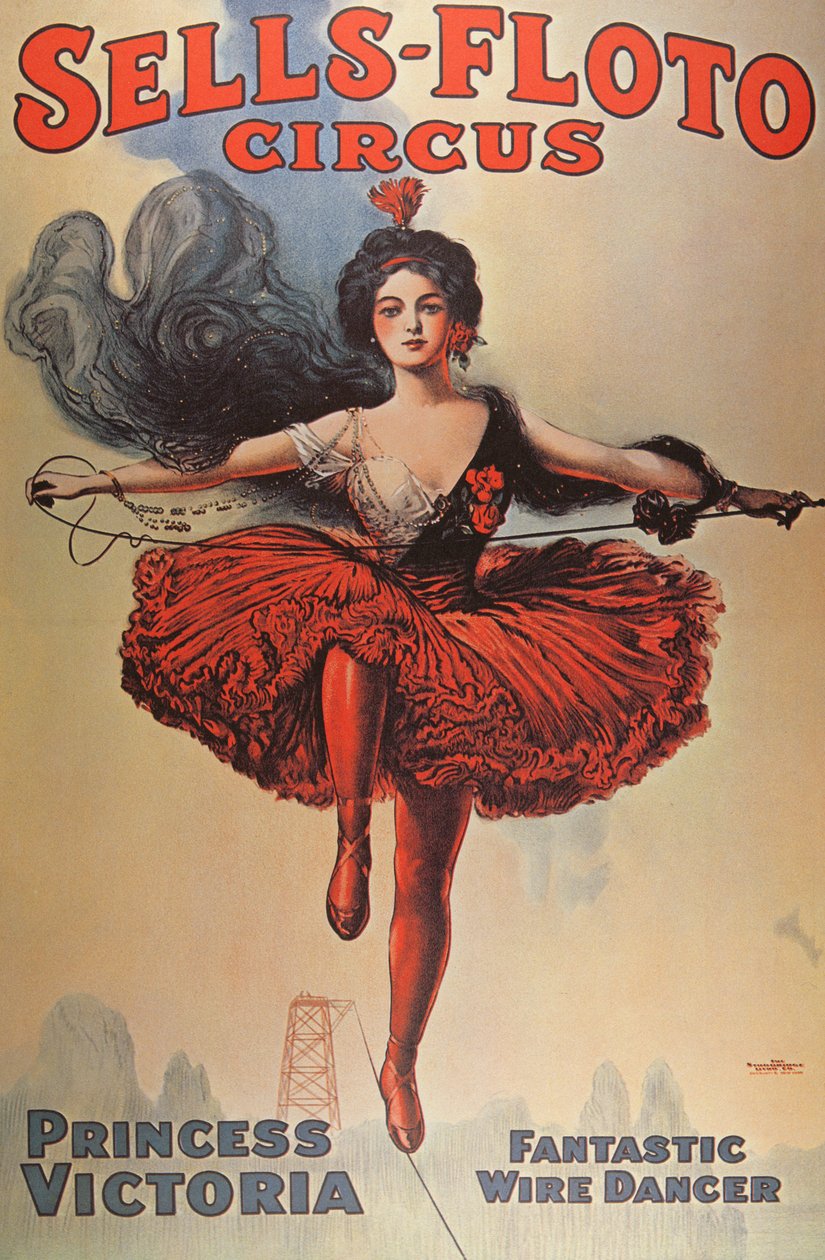 Affisch som annonserar "Sells-Floto Circus" av American School