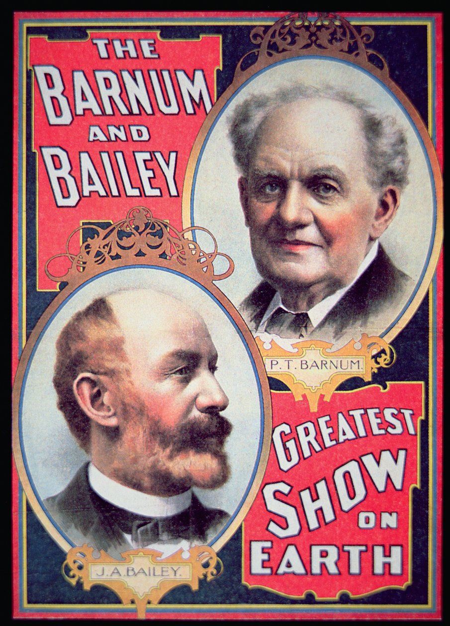 Affisch som annonserar "The Barnum & Bailey Greatest Show on Earth" av American School