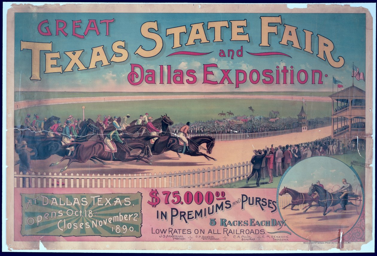 Affisch för Texas State Fair och Dallas Exposition 1890 av American School