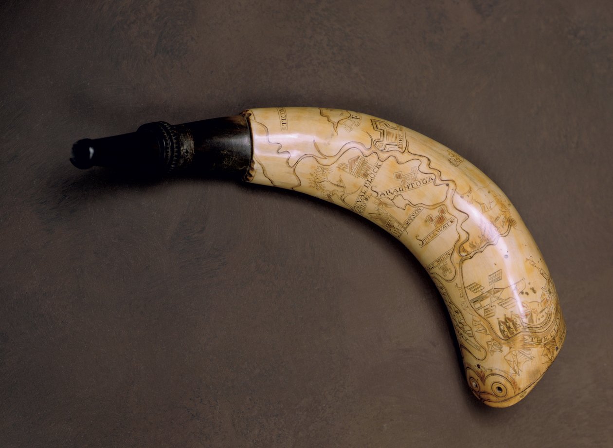 Pulverhorn, från det franska och indiska kriget (horn) av American School