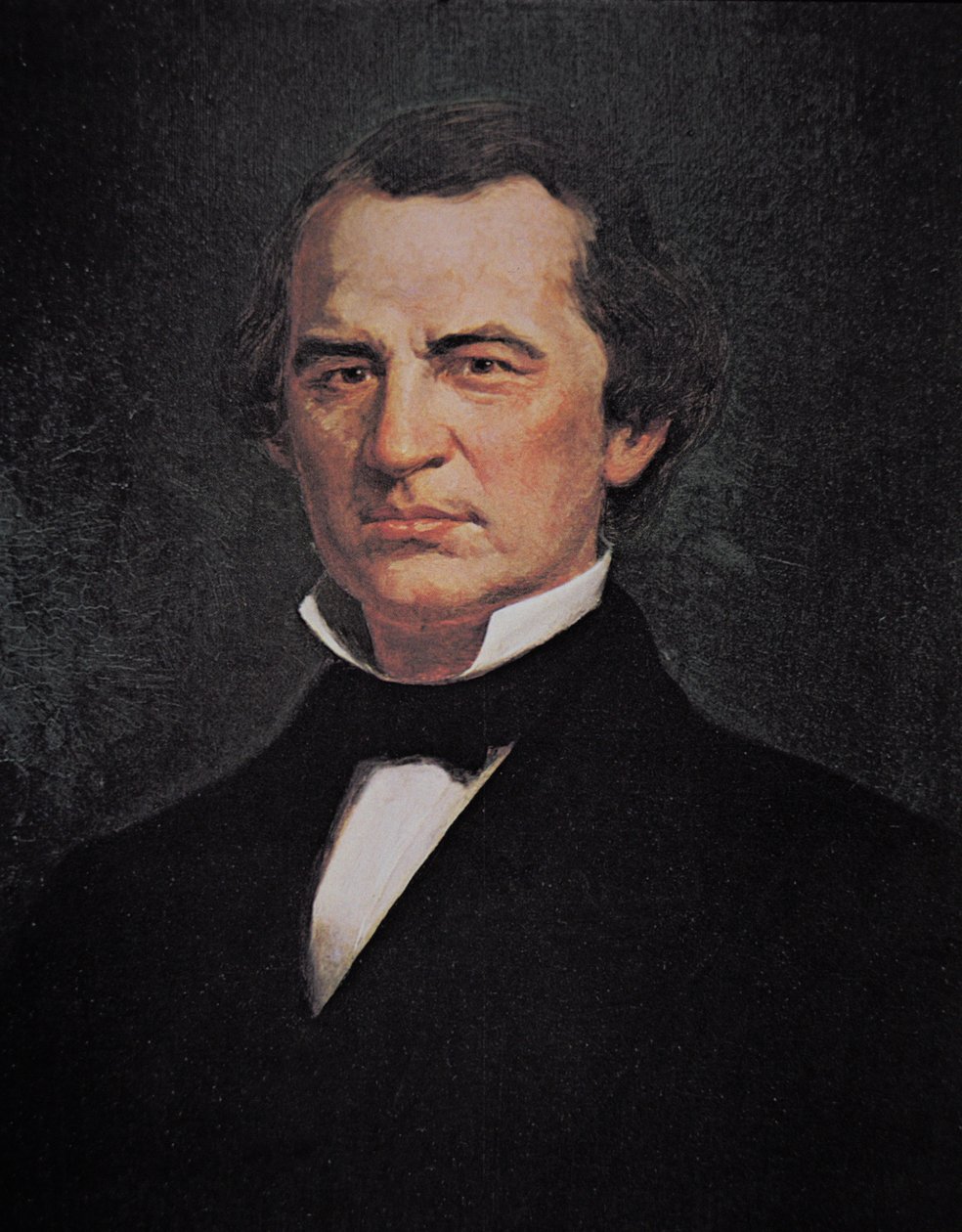 President Andrew Johnson (1808-75) (lito i färg) av American School