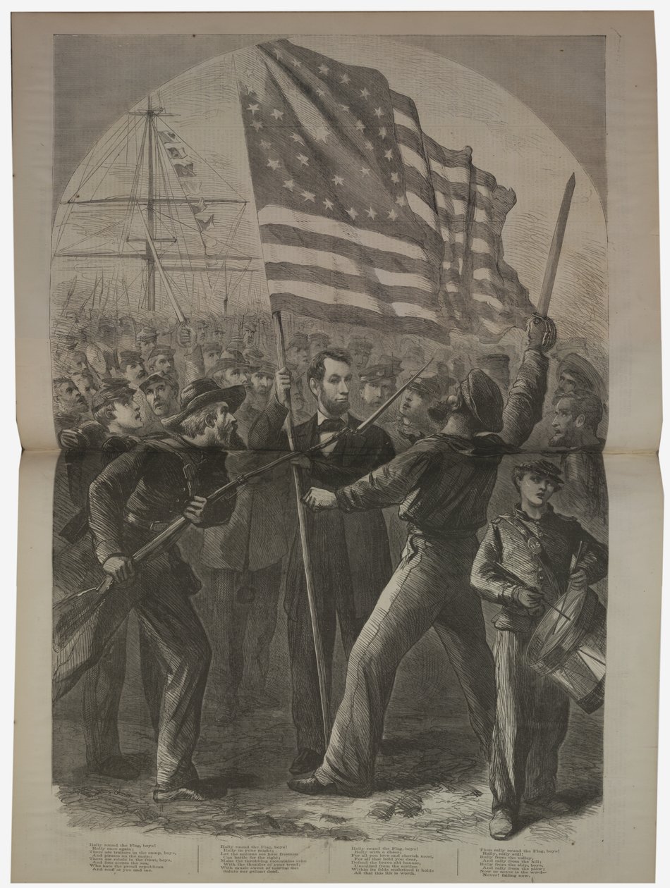President Lincoln engagerar sig i slaget vid Fort Stevens, illustration från "Harper