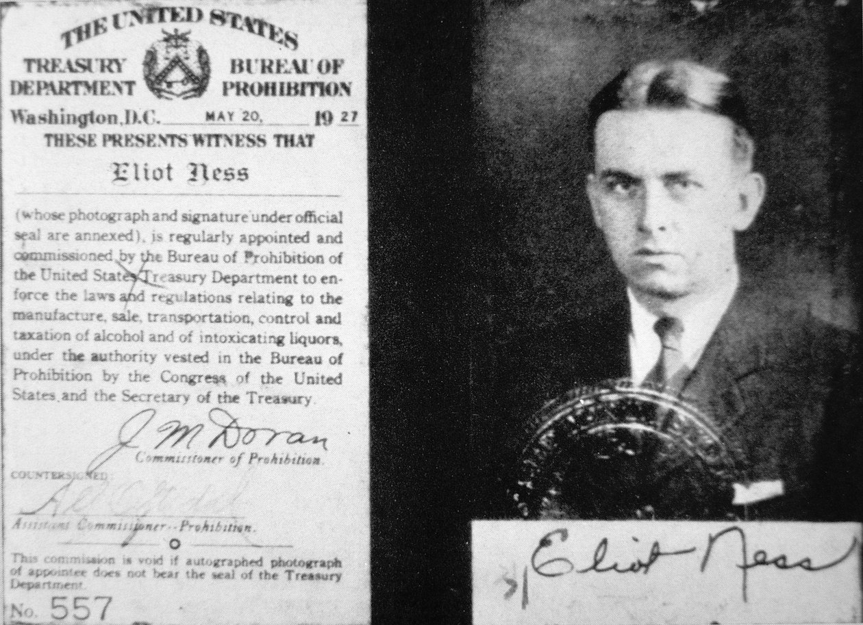 Förbudsagent ID-kort för Eliot Ness (1903-57) daterat 20 maj av American School