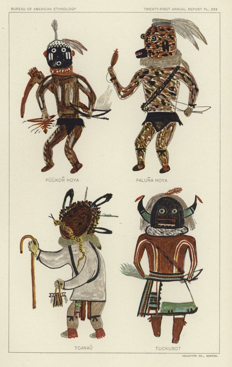 Puukon Hoya, Paluna Hoya, Tcanau, Tuckubot (färglitografi) av American School