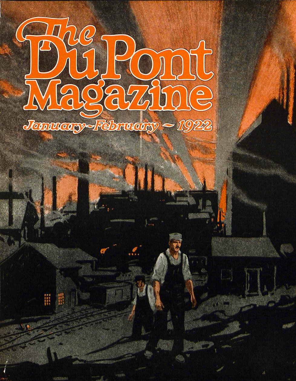 Raising a Railroad Bridge with Dynamite, framsidan av DuPont Magazine, januari-februari 1922 av American School