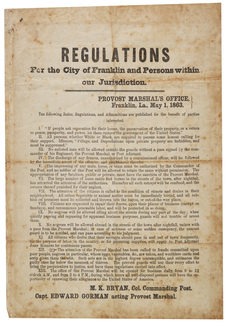Regler för staden Franklin, 1 maj 1863 av American School
