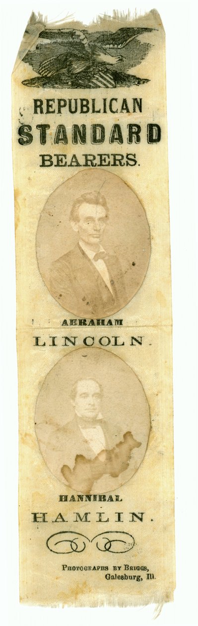 Republican Standard Bearers, Abraham Lincoln och Hannibal Hamlin, 1860 (tryckt textil) av American School