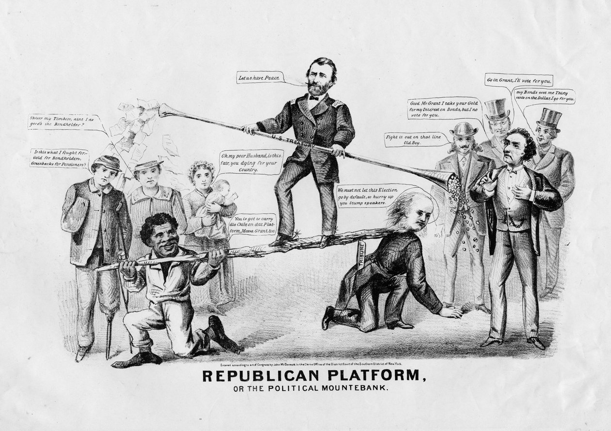 Republikansk plattform, eller, The Political Mountebank, publicerad av John McDermott, New York, 1868 av American School
