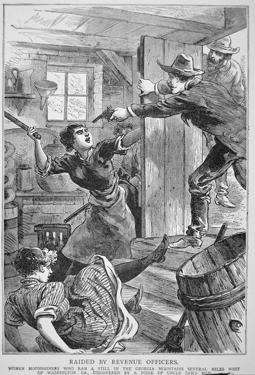 Skattetjänstemän slår till mot illegal sprit fortfarande i Georgia Mountains, från "Police Gazette" av American School