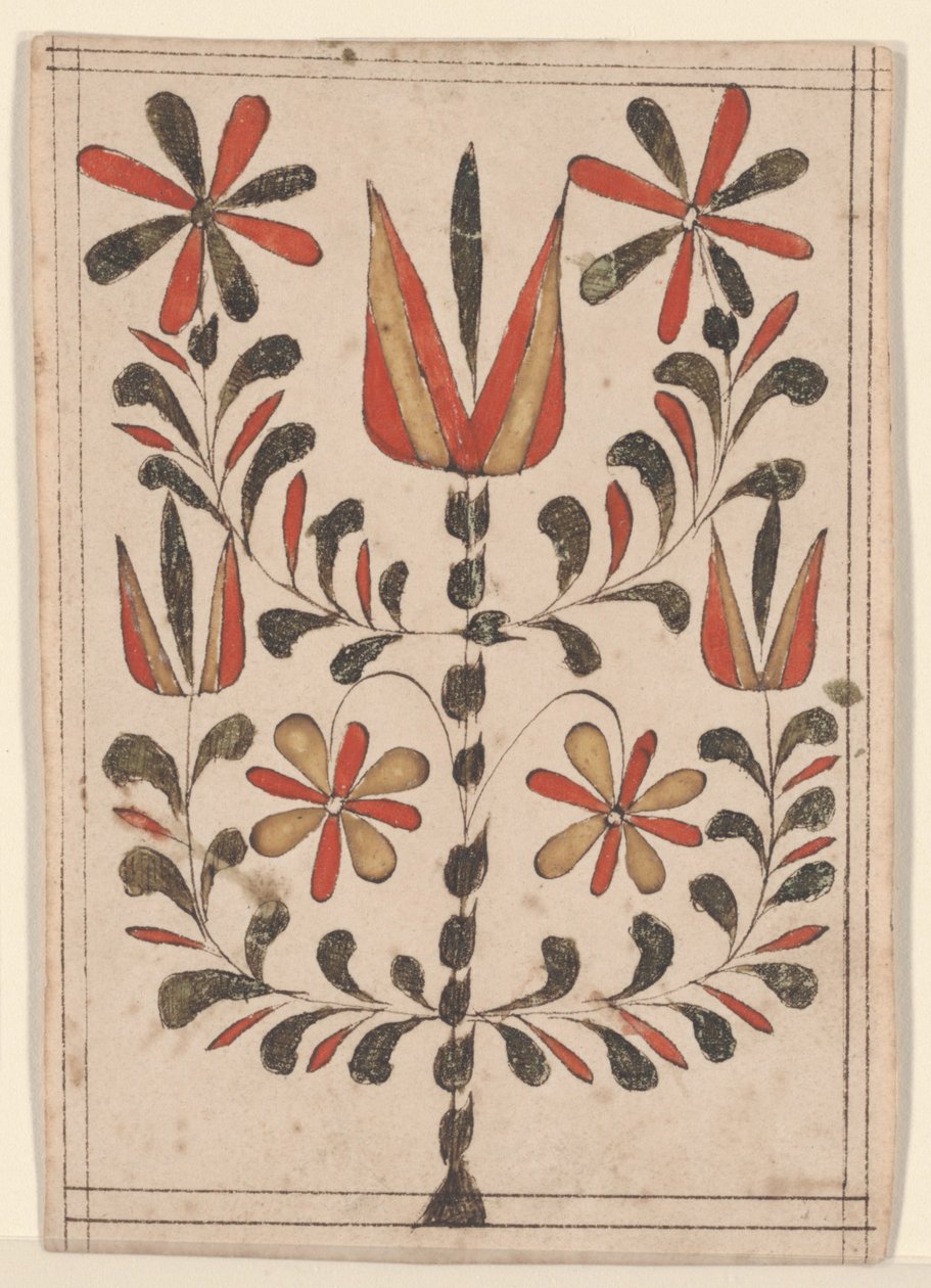Reward of Merit (Belohnung), Fraktur Painting (penna & bläck med wc på papper) av American School