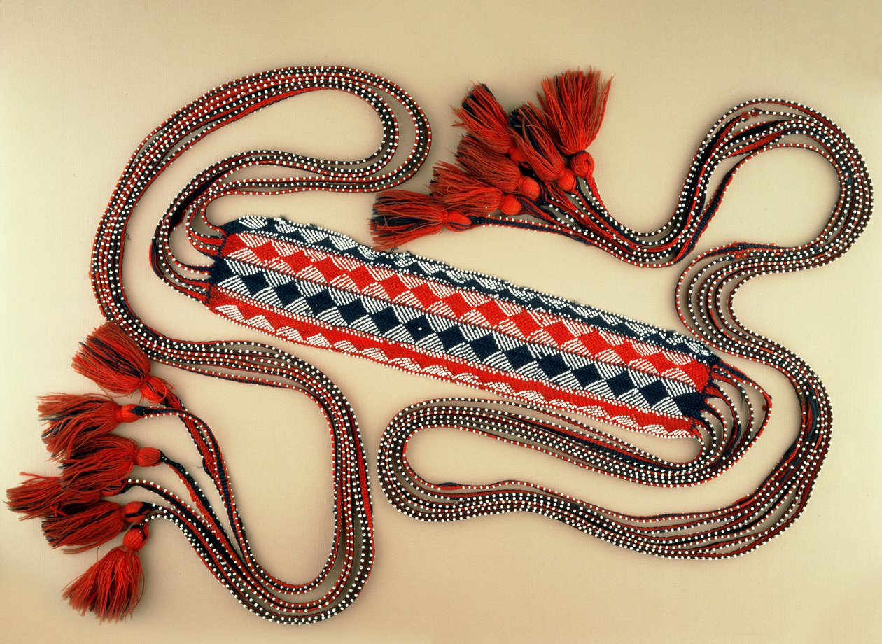 Skärp, ca 1820-tal (ull och pärlor) av American School