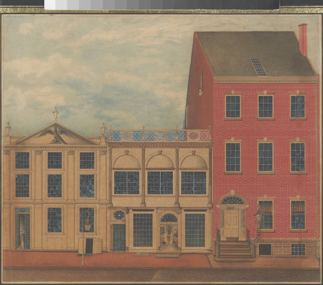 Butik och lager av Duncan Phyfe på Fulton Street i New York City, ca 1817-1820 (akvarell, bläck och gouache på vitt papper) av American School