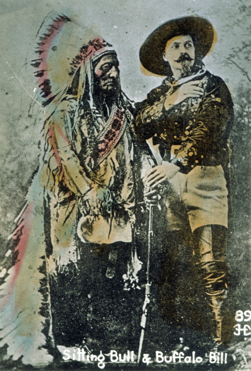 Sitting Bull och Buffalo Bill, ca 1885 (färgat foto) av American School