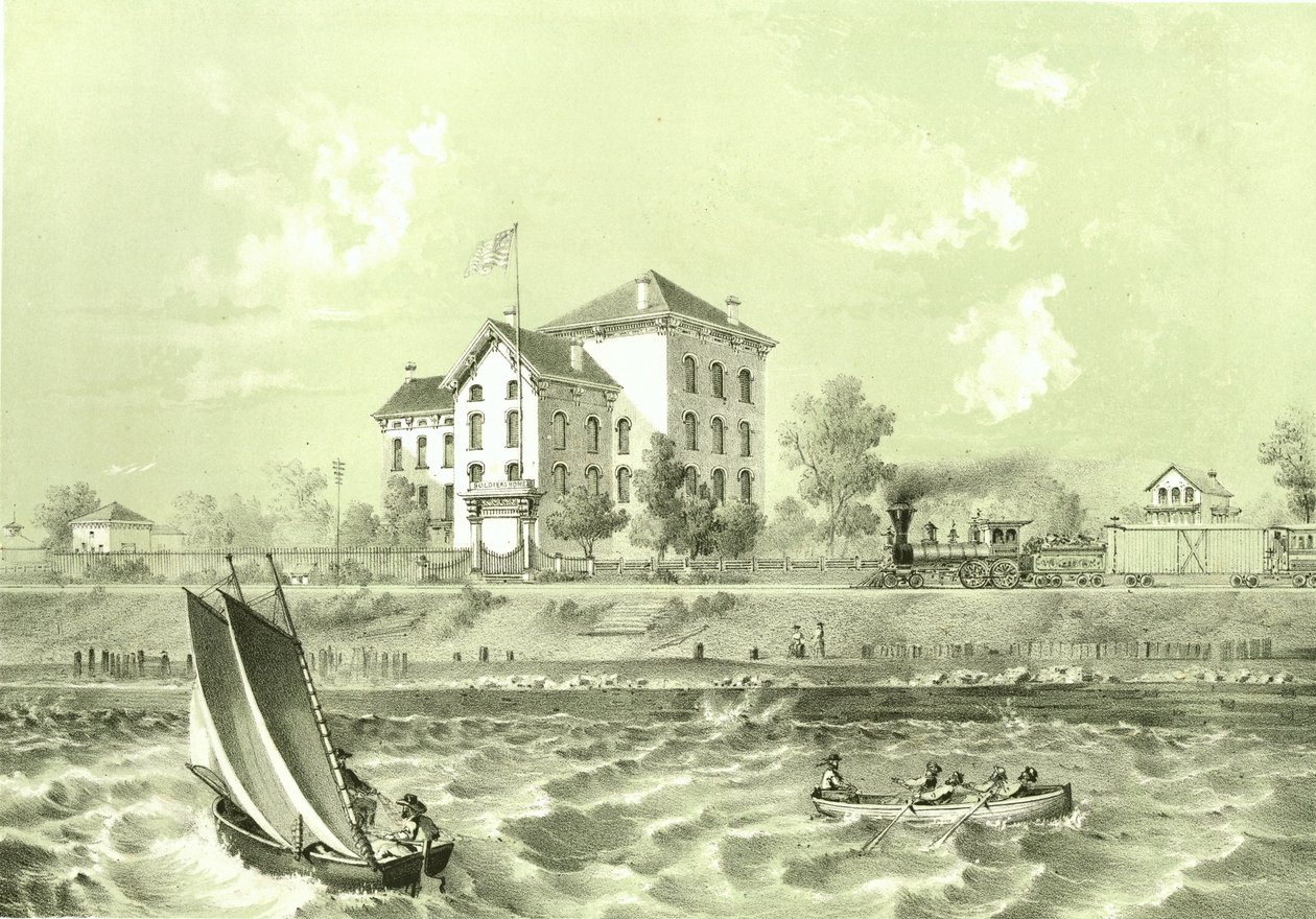 Soldiers Home, från Chicago Illustrated, med litterära beskrivningar av James W. Sheahan, publicerad av Jevne & Almini, Chicago, 1866-67 av American School