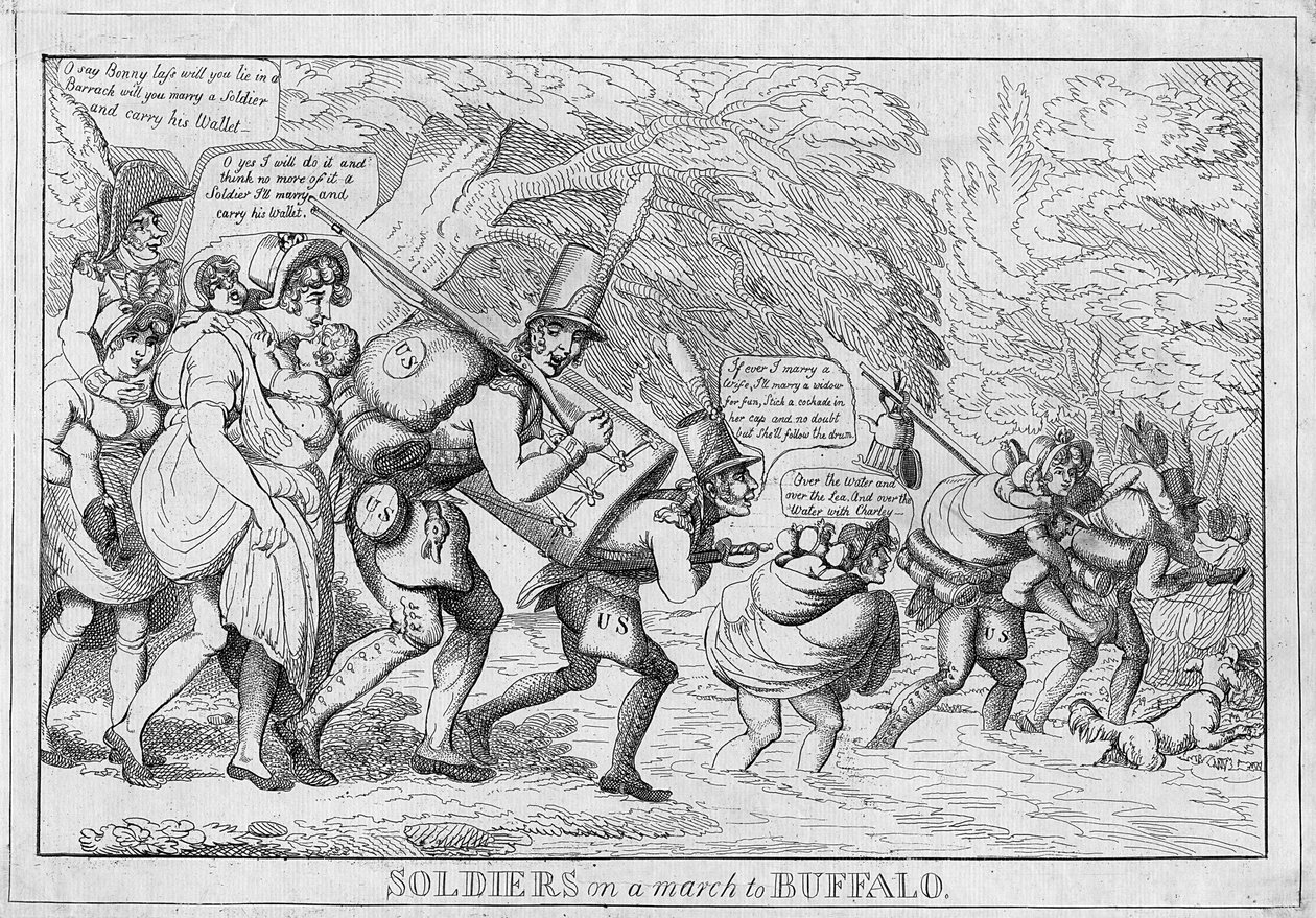 Soldater på marsch till Buffalo, 1813 av American School