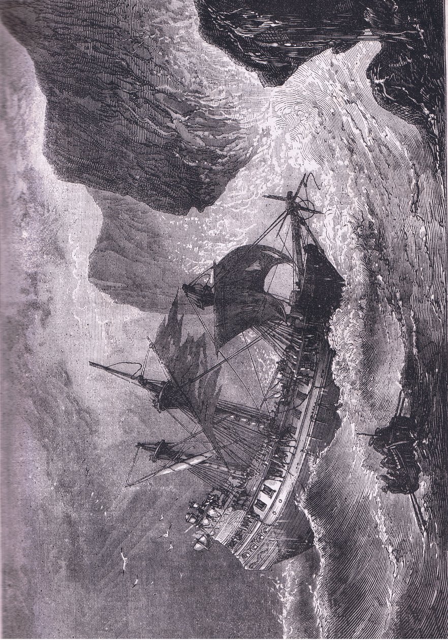 Somers kör sitt skepp på land, illustration från Cassell