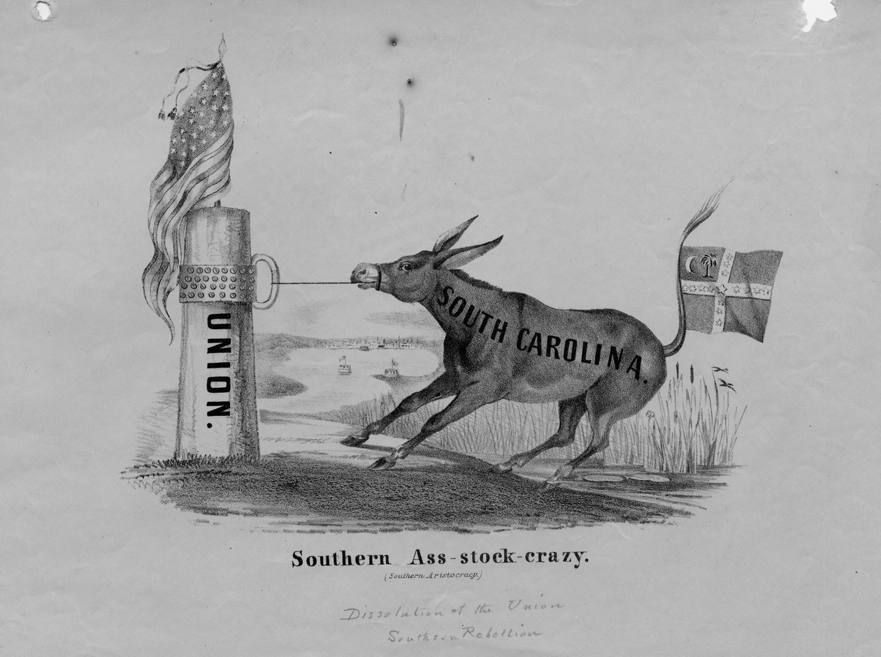 Southern ass-stock-crazy, publicerad av John T. Ruoff, New York, c.1861 av American School