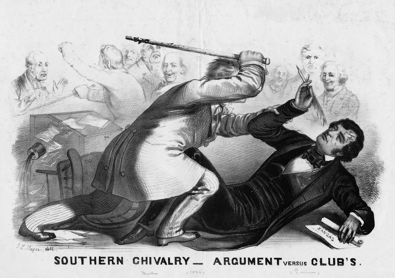 Södra ridderlighet: argument mot klubbar, publicerad i New York c.1856 av American School