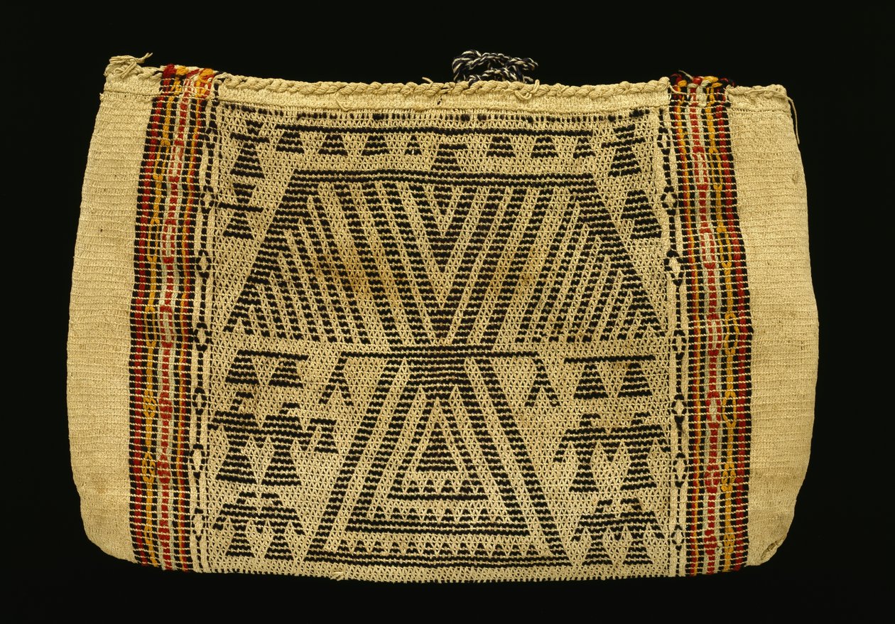Förvaringsväska, Potawatomi, ca 1890 (bomullsgarn och ullgarn) (se även 340992) av American School