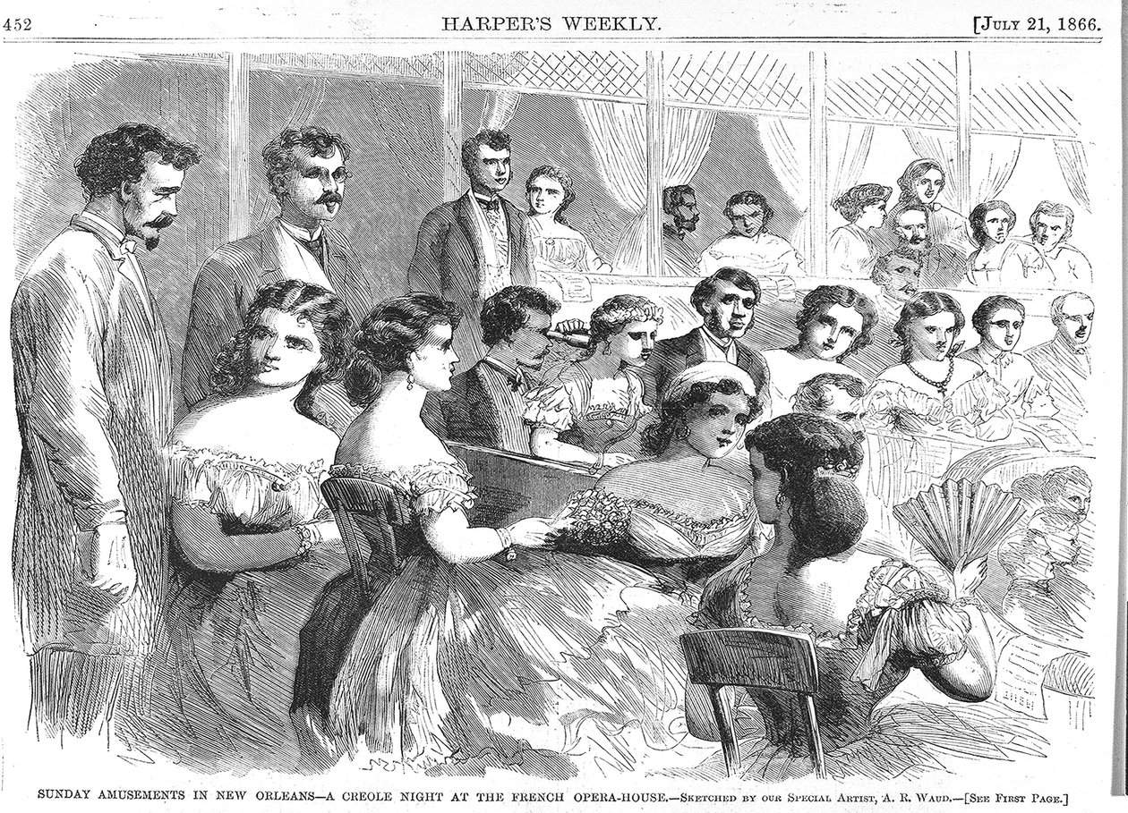 Söndagsnöjen i New Orleans, A Creole Night at the French Opera House, 1866 av American School