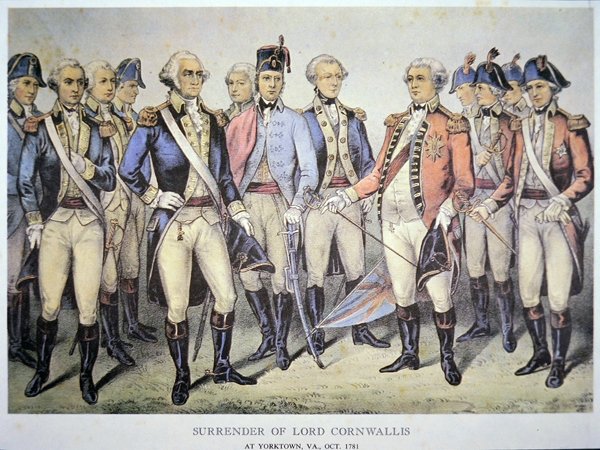 Överlämnande av Lord Cornwallis i Yorktown, Virginia av American School