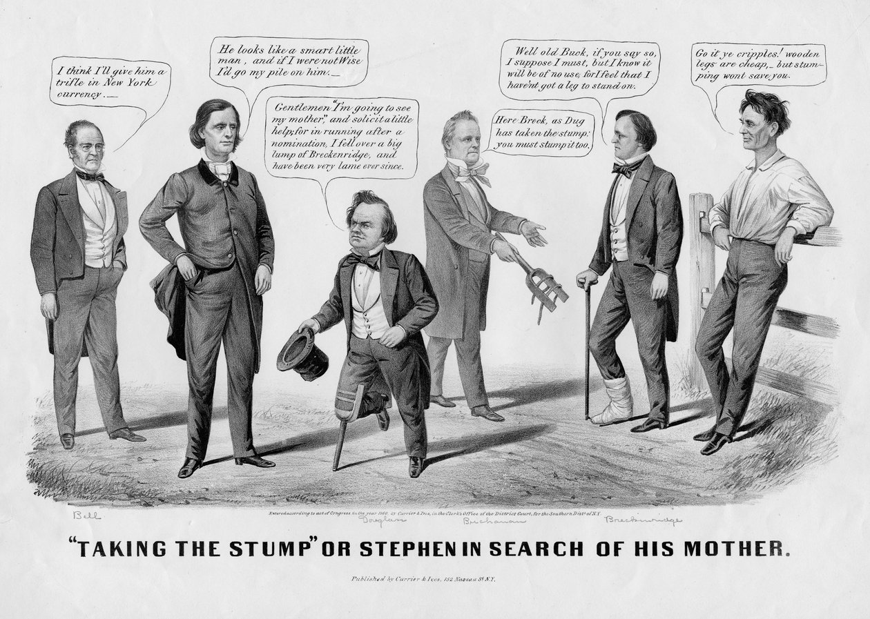 Att ta stubben, eller, Stephen på jakt efter sin mor, publicerad av Currer & Ives, New York, 1860 av American School
