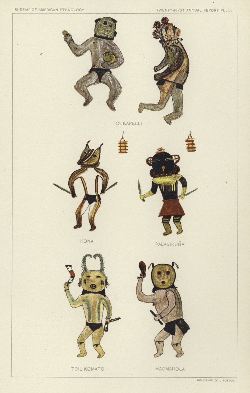 Tcukapelli, Kona, Palabikuna, Tcilikomato, Macmahola (färglitografi) av American School