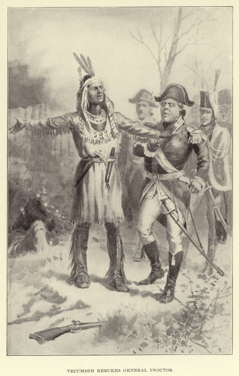Tecumesh tillrättavisar general Proctor (litografi) av American School