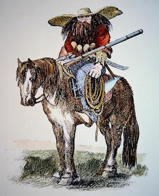 Texas Ranger tecknad serie, som visar den urbana östliga utsikten över den vilda och håriga Ranger av American School