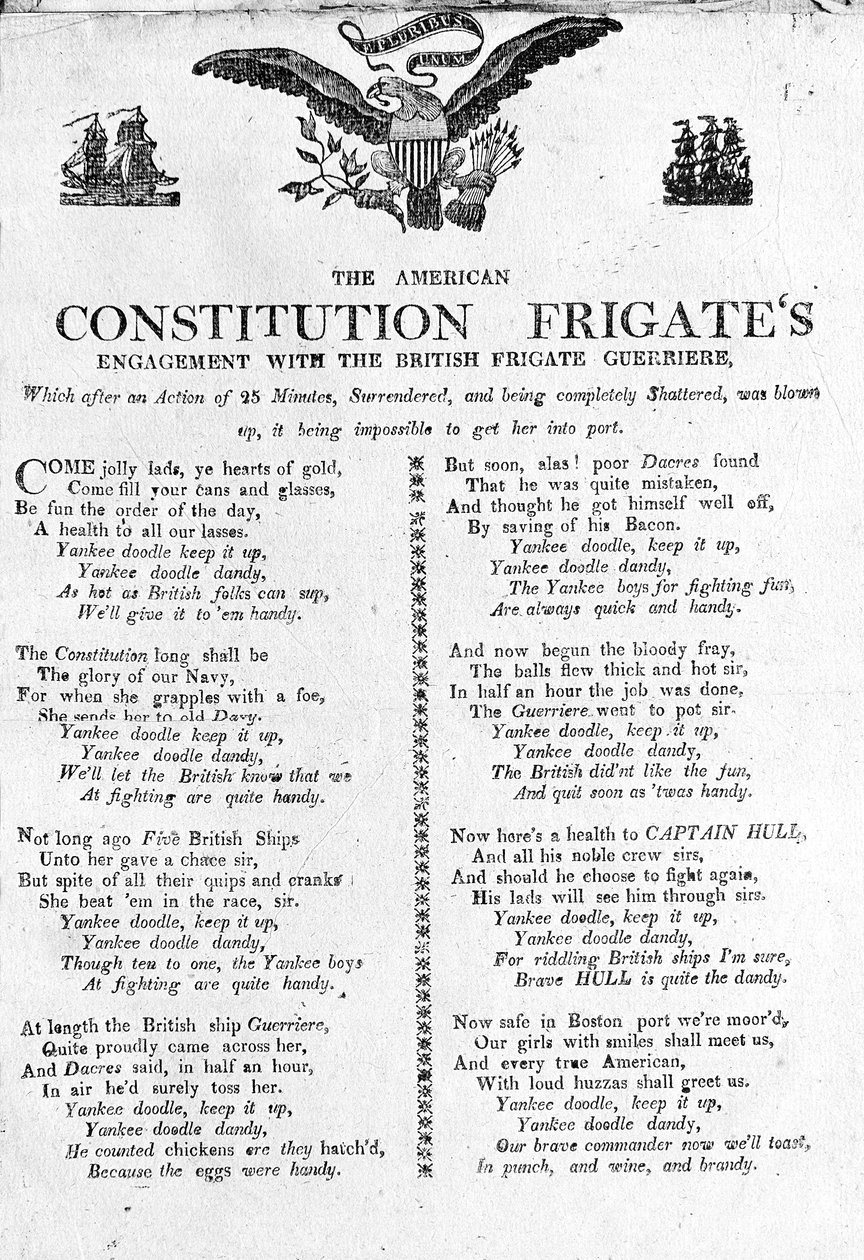 The American Constitution Fregates Engagement with the British Fregate Guerriere (tryck) av American School