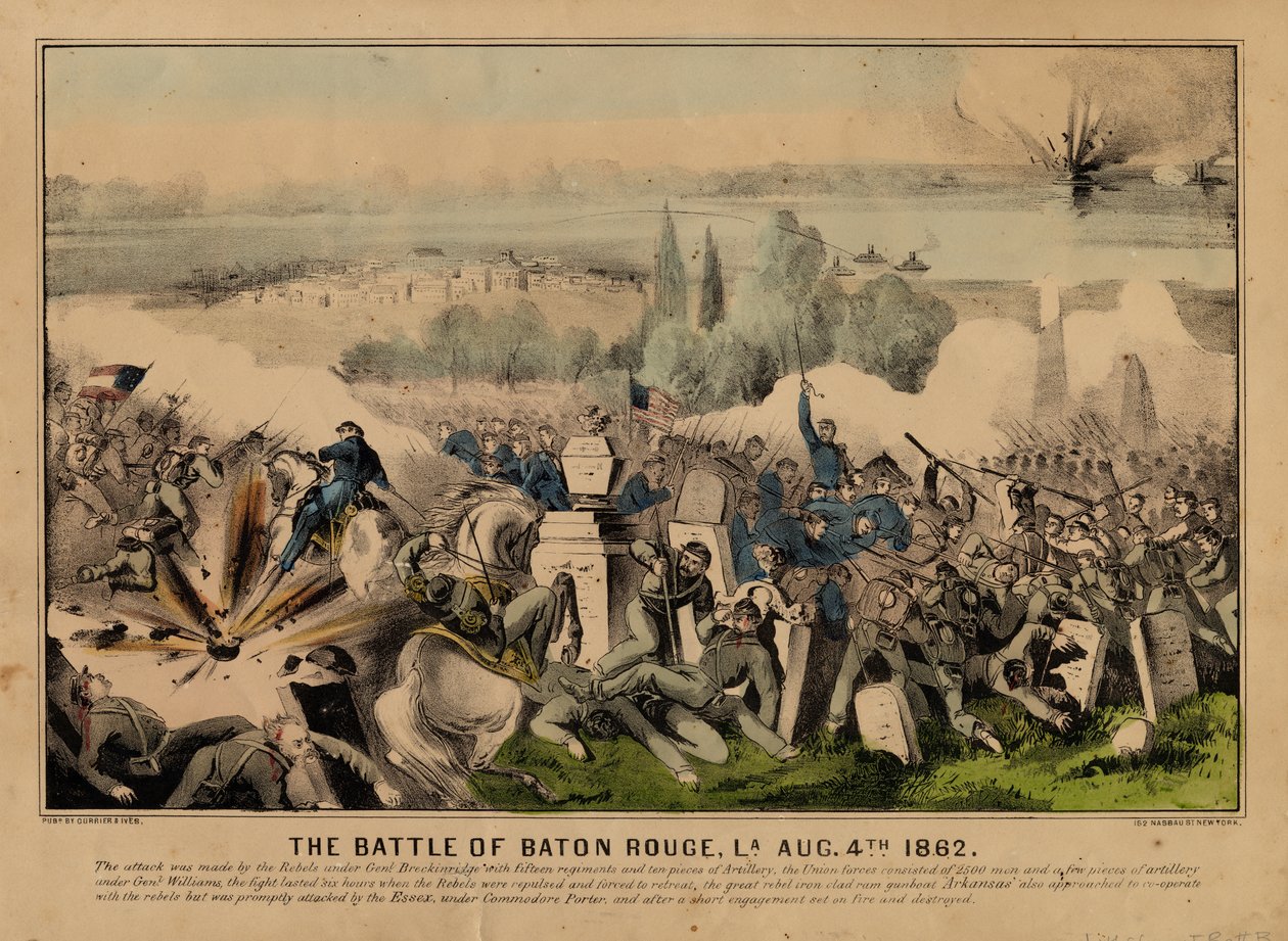 Slaget vid Baton Rouge, La. 4 augusti 1862, pub. av Currier & Ives, ca 1862 av American School