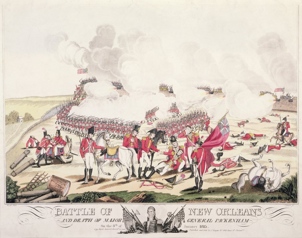 Slaget vid New Orleans och generalmajor Packenhams död den 8 januari 1815 av American School