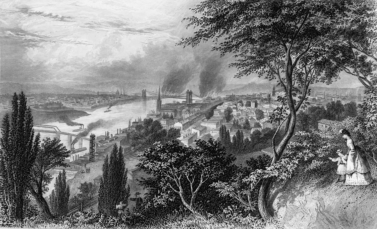 The City of Cincinnati, Ohio, från Picturesque America Volume II, tryckt New York 1872 av American School