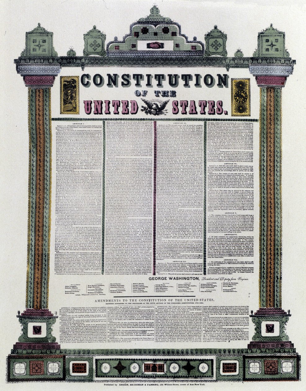 Amerikas förenta staters konstitution (amerikansk konstitution) undertecknad 1787, tillämpad 1789 av American School