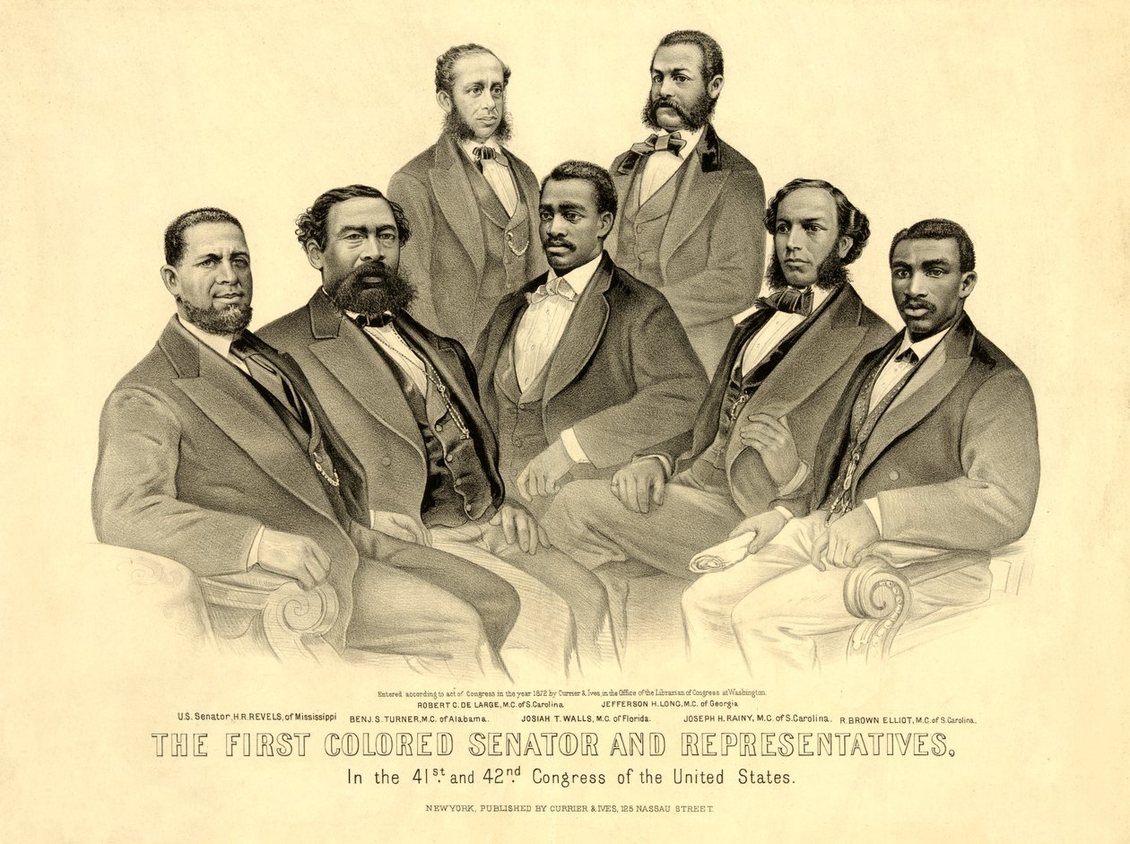 Den första färgade senatorn och representanterna - i USA:s 41:a och 42:a kongressen, pub.1872 (litho) av American School