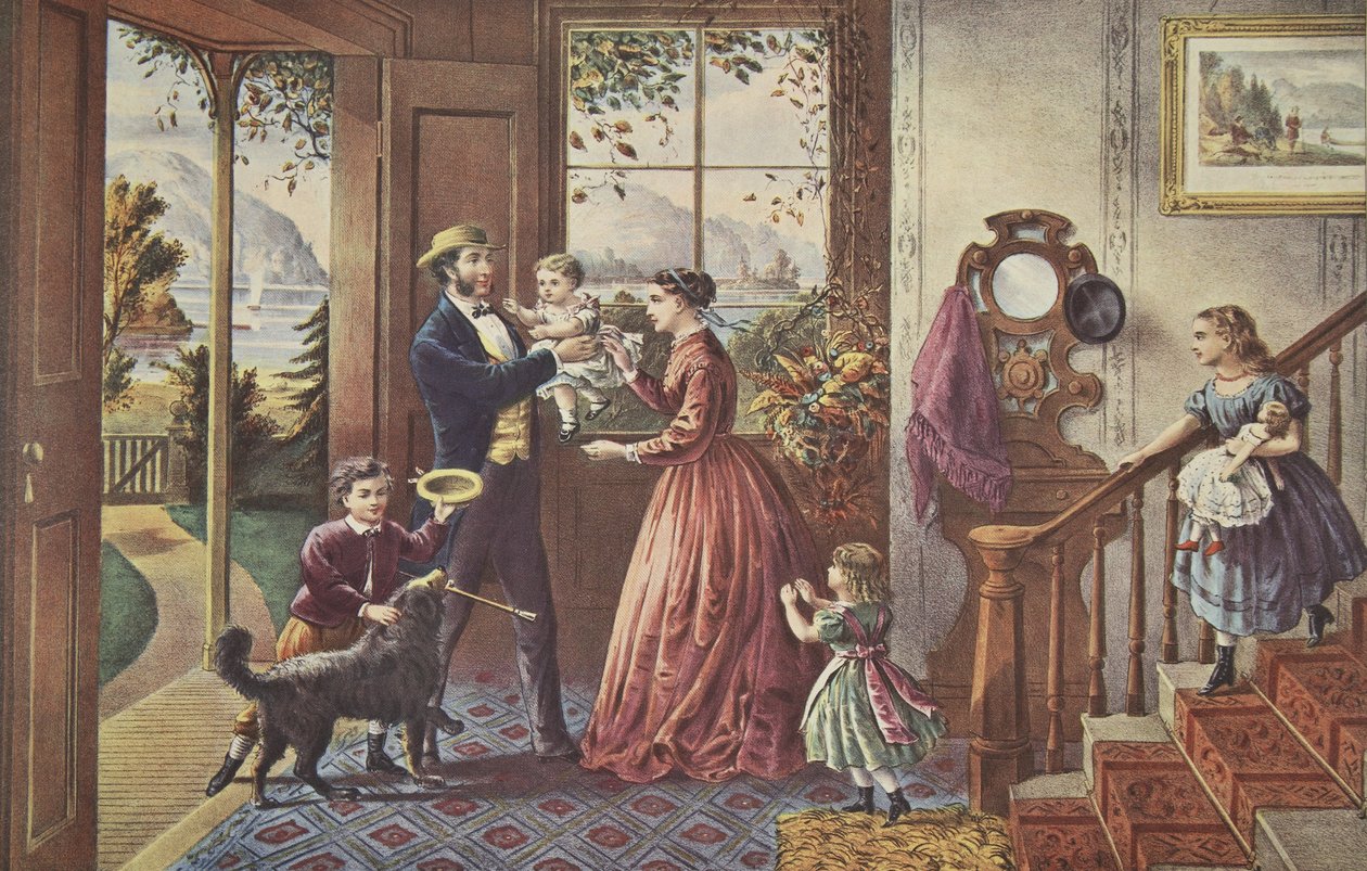 Livets fyra säsonger - medeltid, styrkans säsong, pub. 1868, Currier & Ives av American School