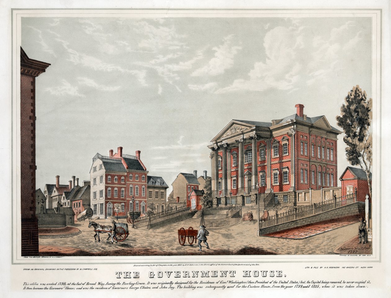 Regeringens hus, pub. 1847 (färglitografi) av American School