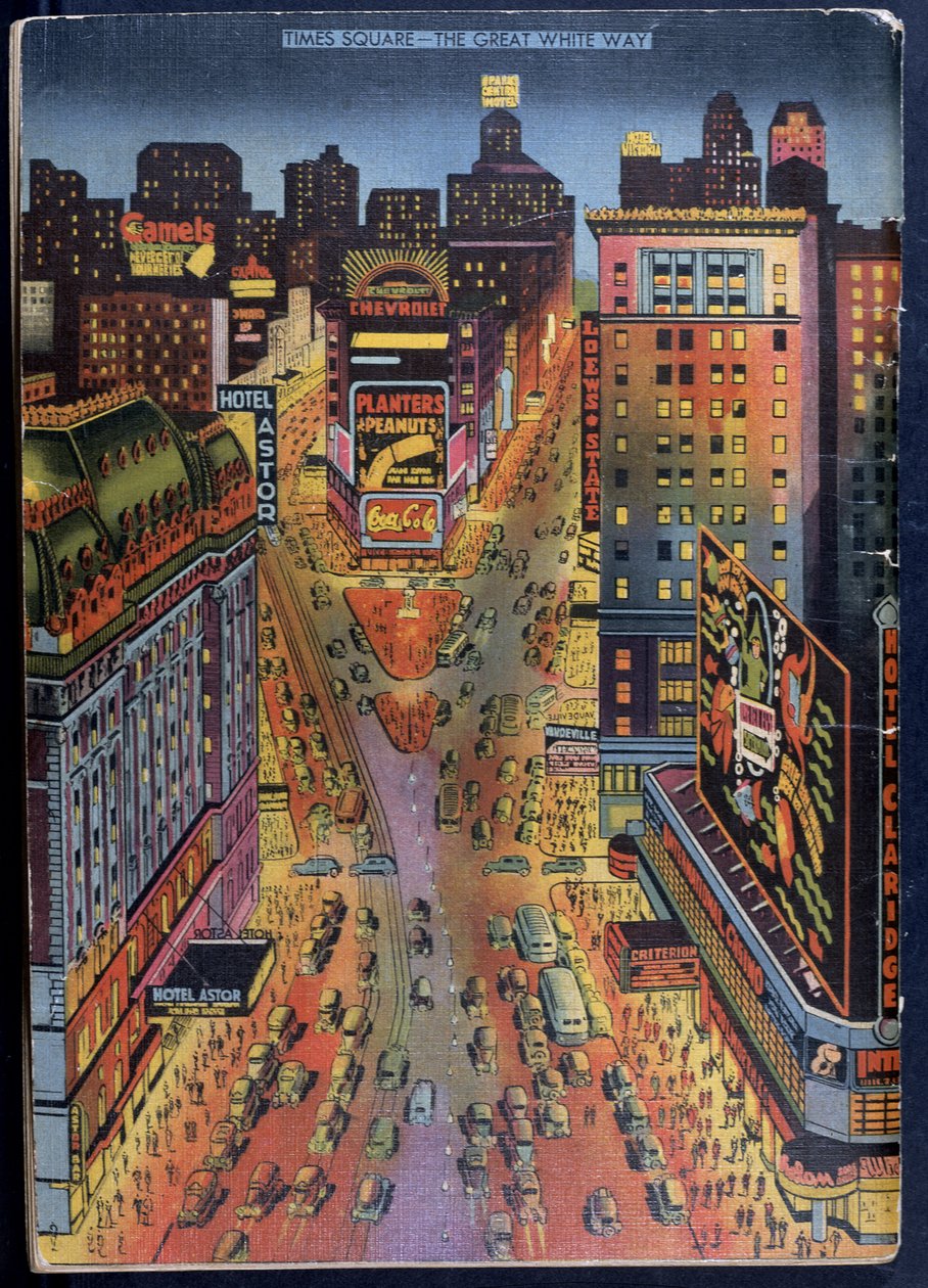 The Great White Way Times Square, New York City, illustration från New York Illustrated, 1938 av American School