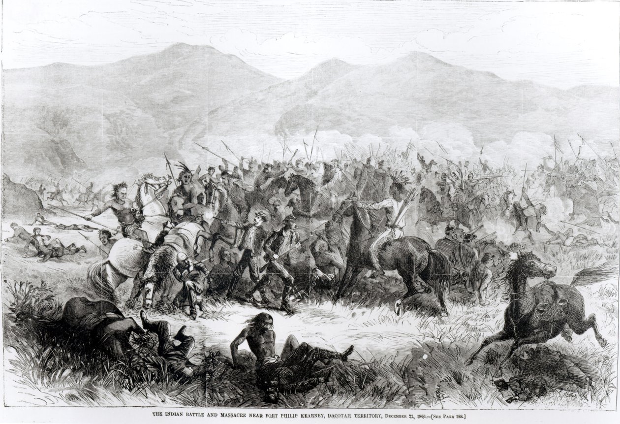 Indiska slaget och massakern nära Fort Philip Kearney, Dakotah-territoriet, 21 december 1866 av American School