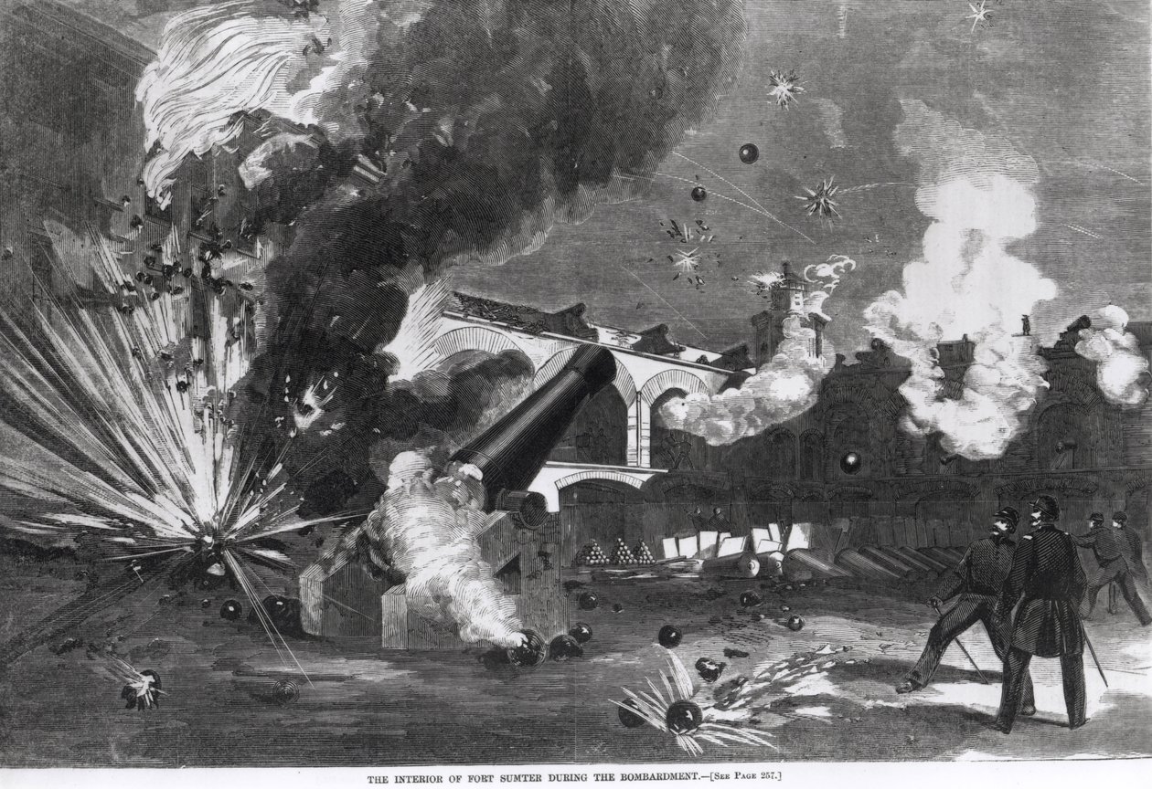 Det inre av Fort Sumter under bombardementet, 12 april 1861, från 