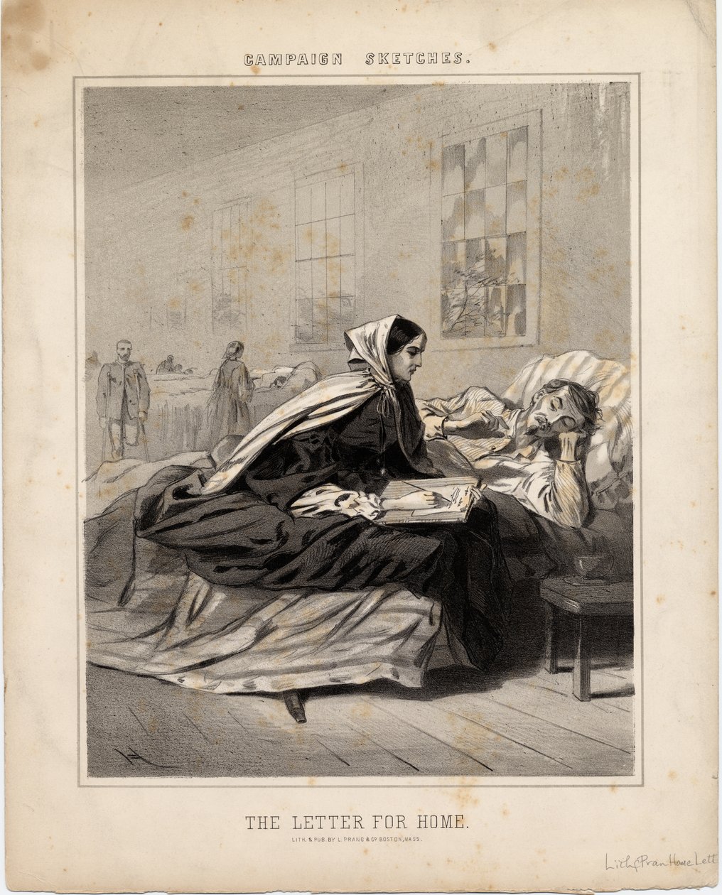 The Letter for Home, illustration från Campaign Sketches, 1863 av American School