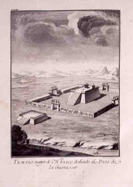 Mexikos huvudtempel, tillägnat krigsgudarna, från Antonio de Solis y Rivadeneira Solis 