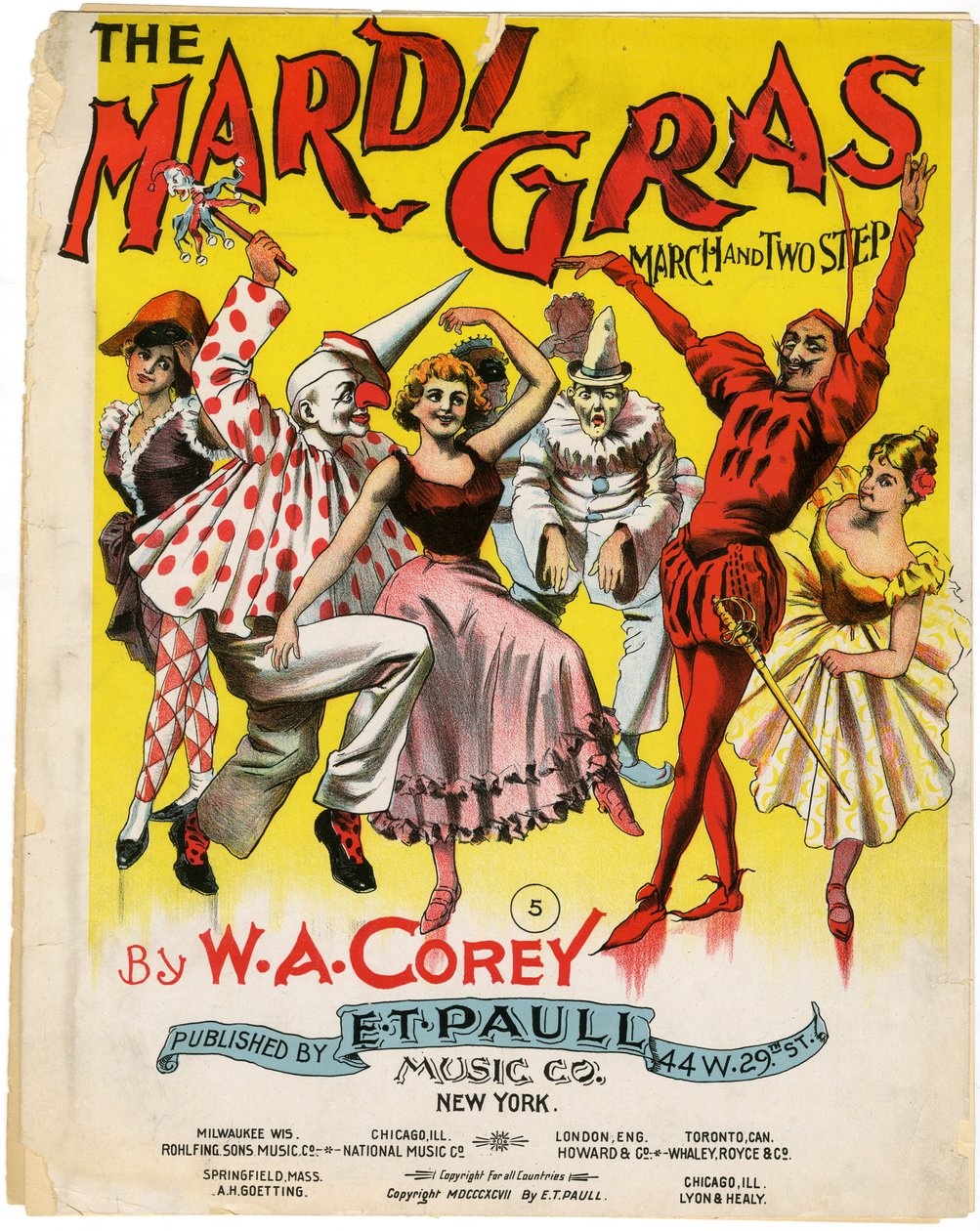 The Mardi Gras March and Two Step [notbladsomslag], 1897 av American School